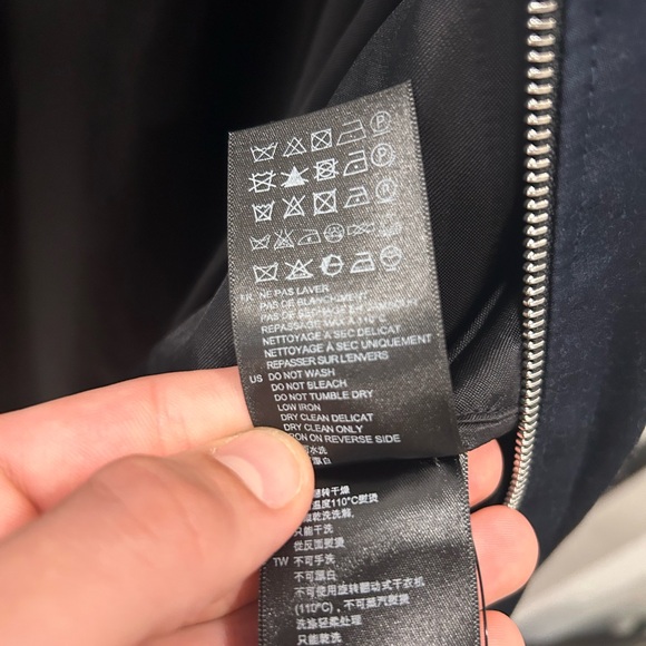 SANDRO Black & Blue Satin Bomber Jacket Large - Picture 7 of 8